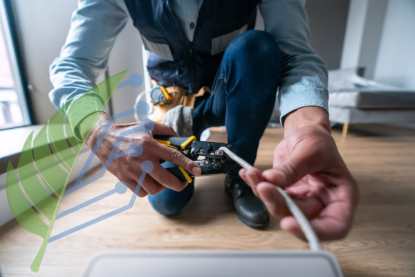 Ingeniero de soporte técnico atendiendo consultas y solucionando problemas de conexión a internet